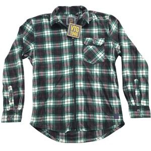 VTG 1946 Mens Green Plaid Fleece Full Zip Shirt Jacket Size M NWT